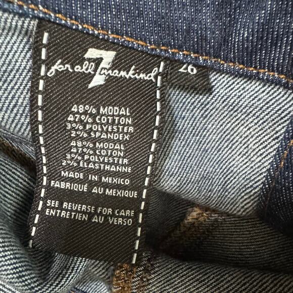 7 For All Mankind Dark Wash Denim Button Up Stretch Skirt Patch Pockets 26 - Picture 3 of 4